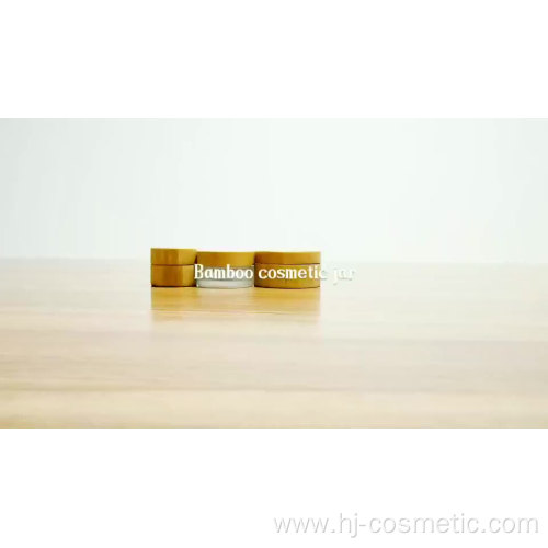 wholesale cosmetic containers face cream use 5g 15g 30g 50g 100g frosted clear glass Jar with bamboo lid